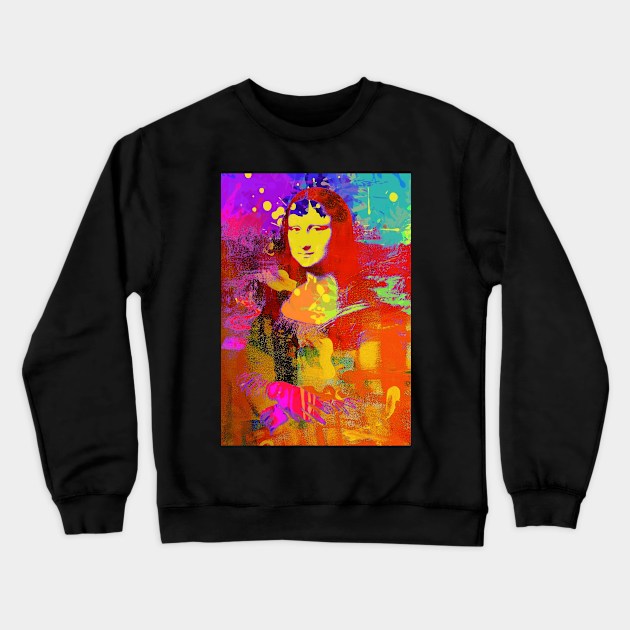 Mona Lisa Colorful Pop Art Crewneck Sweatshirt by Pop Factory